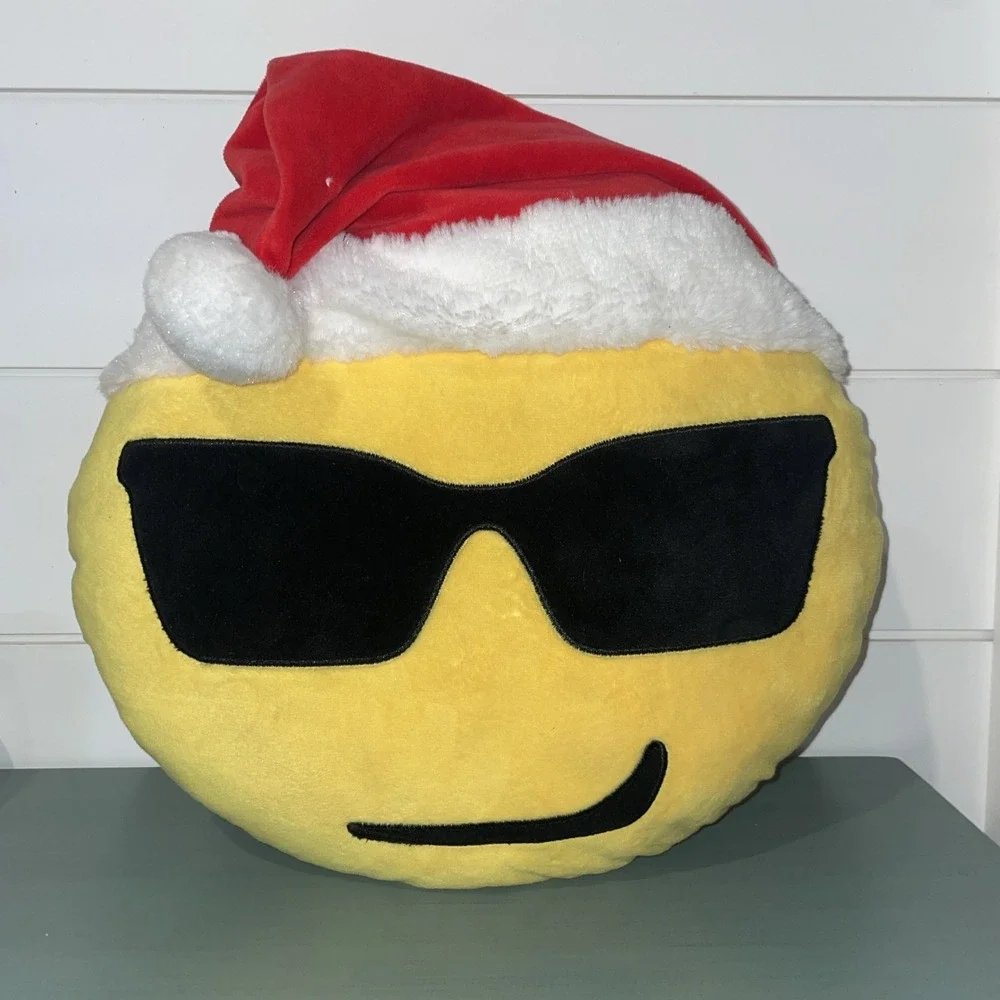 Emoji‎ Yellow Cool Sunglass Smiley Face Pillow Plush Christmas Santa Clause Hat
